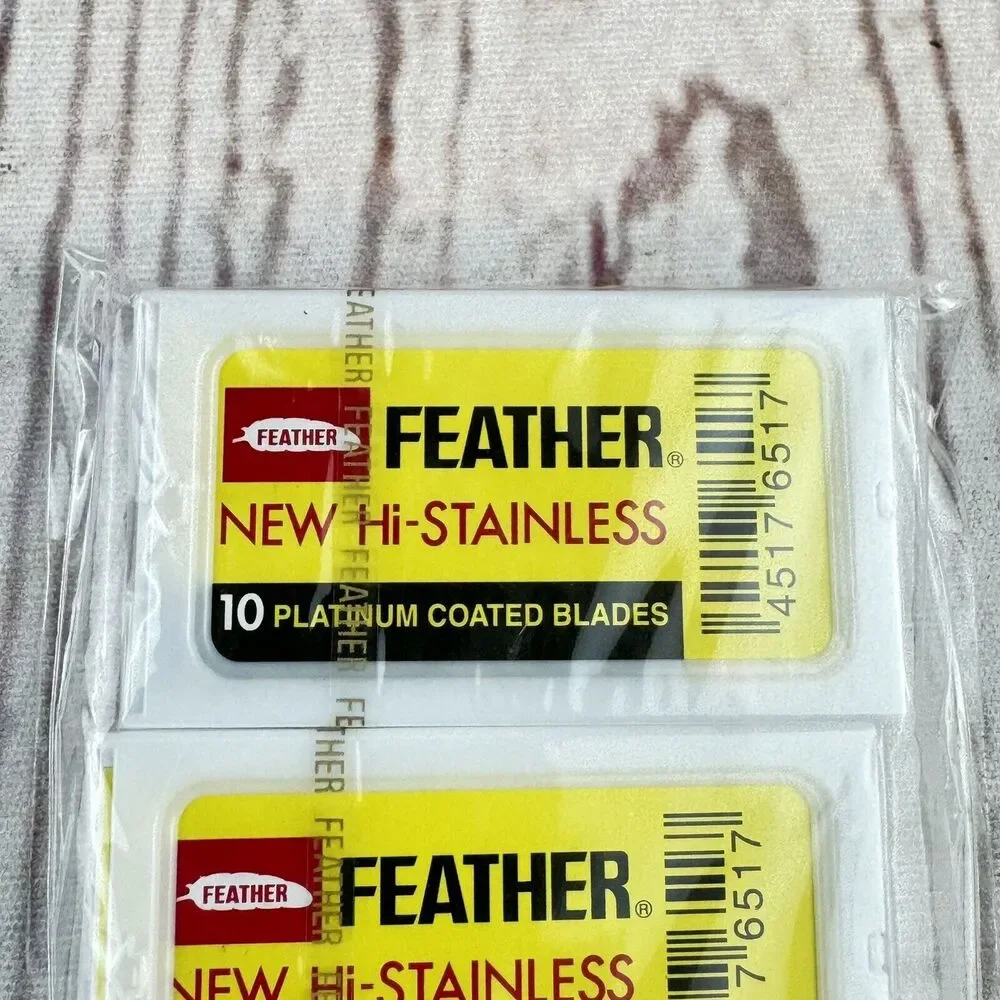 Feather Double Edge Safety Razor Blades 50 Count Platinum Coated Stainless